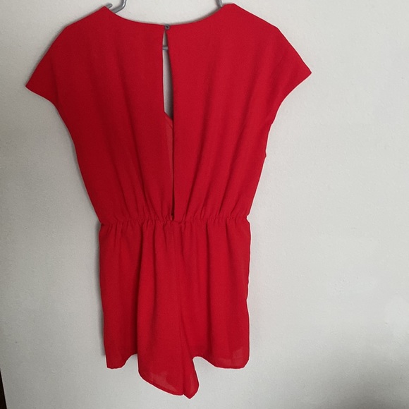 Red Open Back Romper - Picture 2 of 2